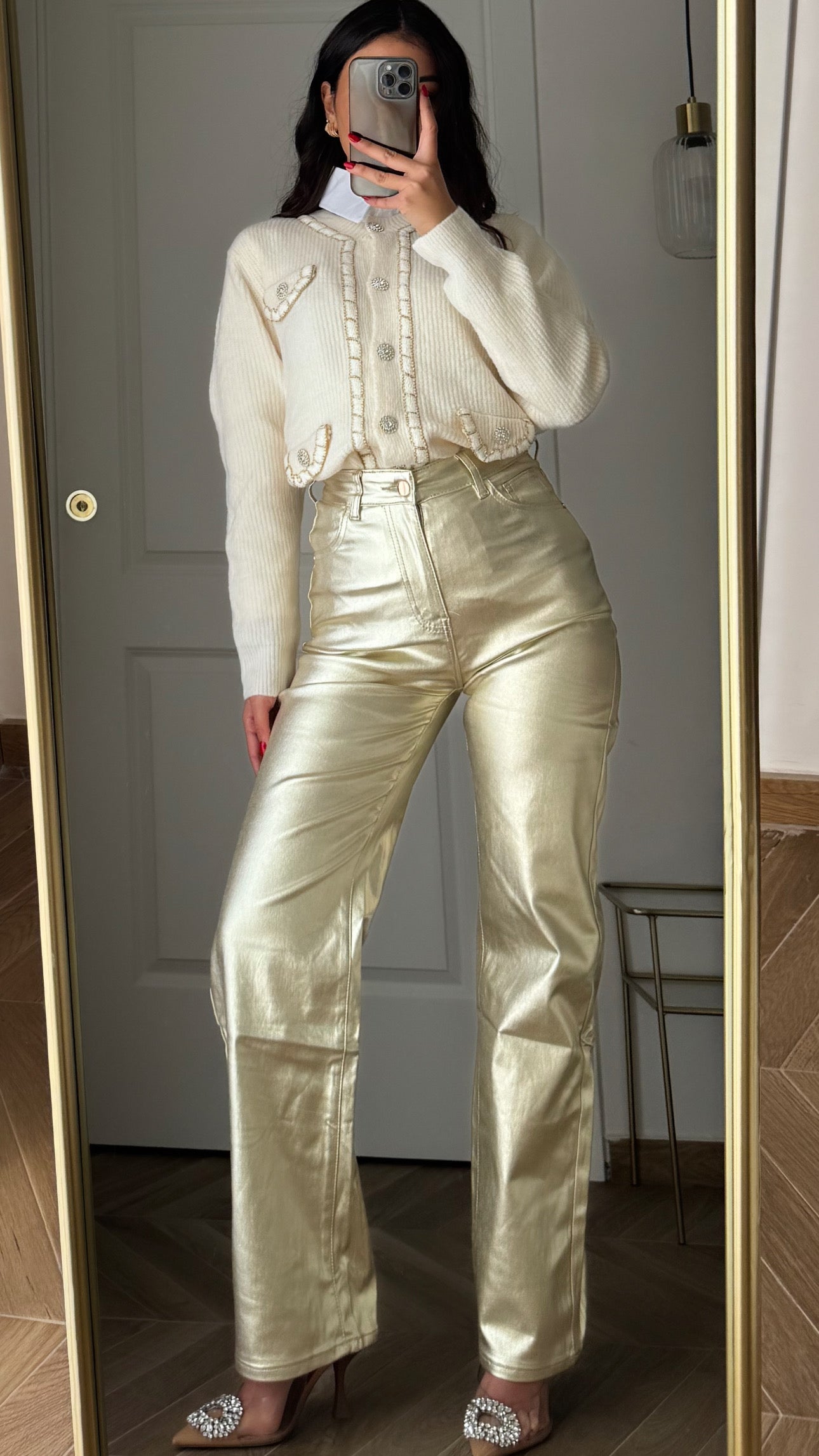 Pantaloni Ecopelle Gold