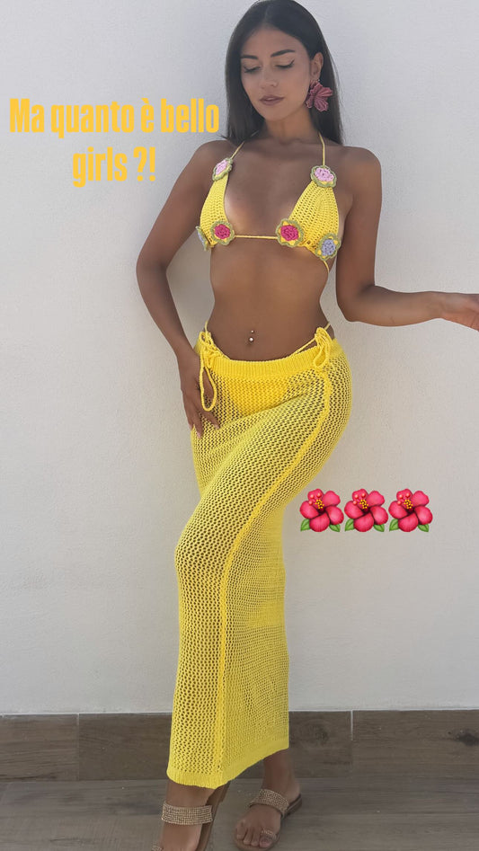 Set in crochet Yellow