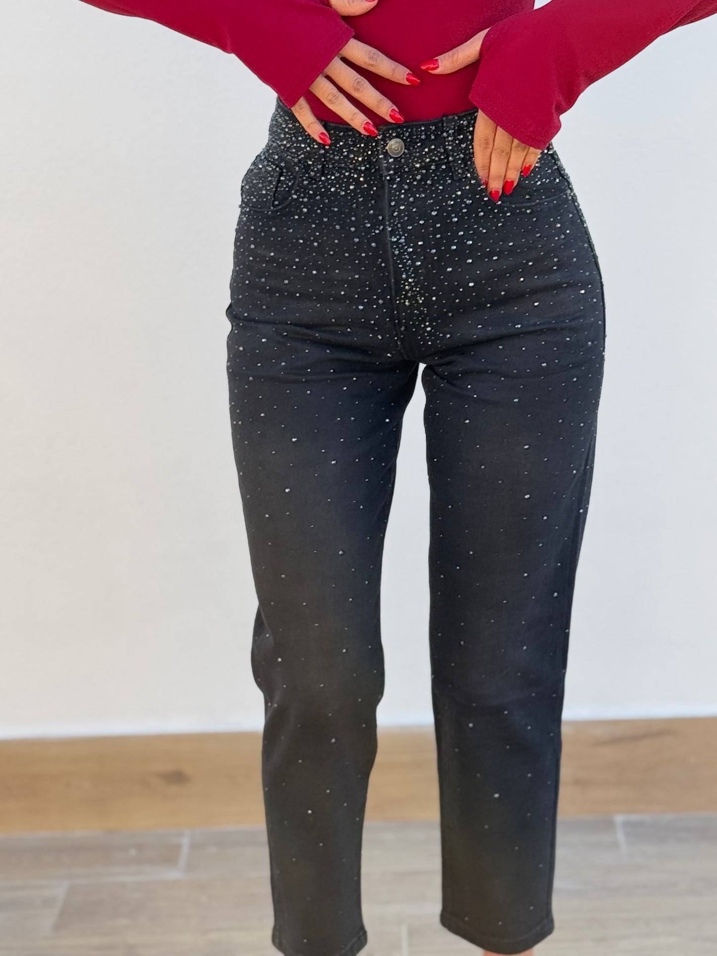 Jeans Black brillantinato