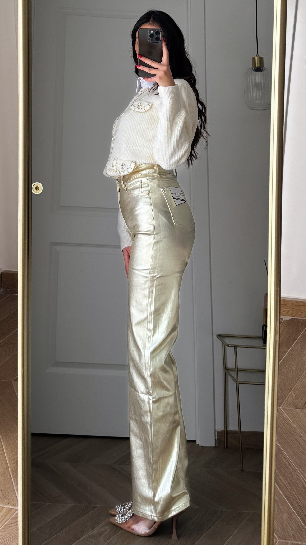 Pantaloni Ecopelle Gold