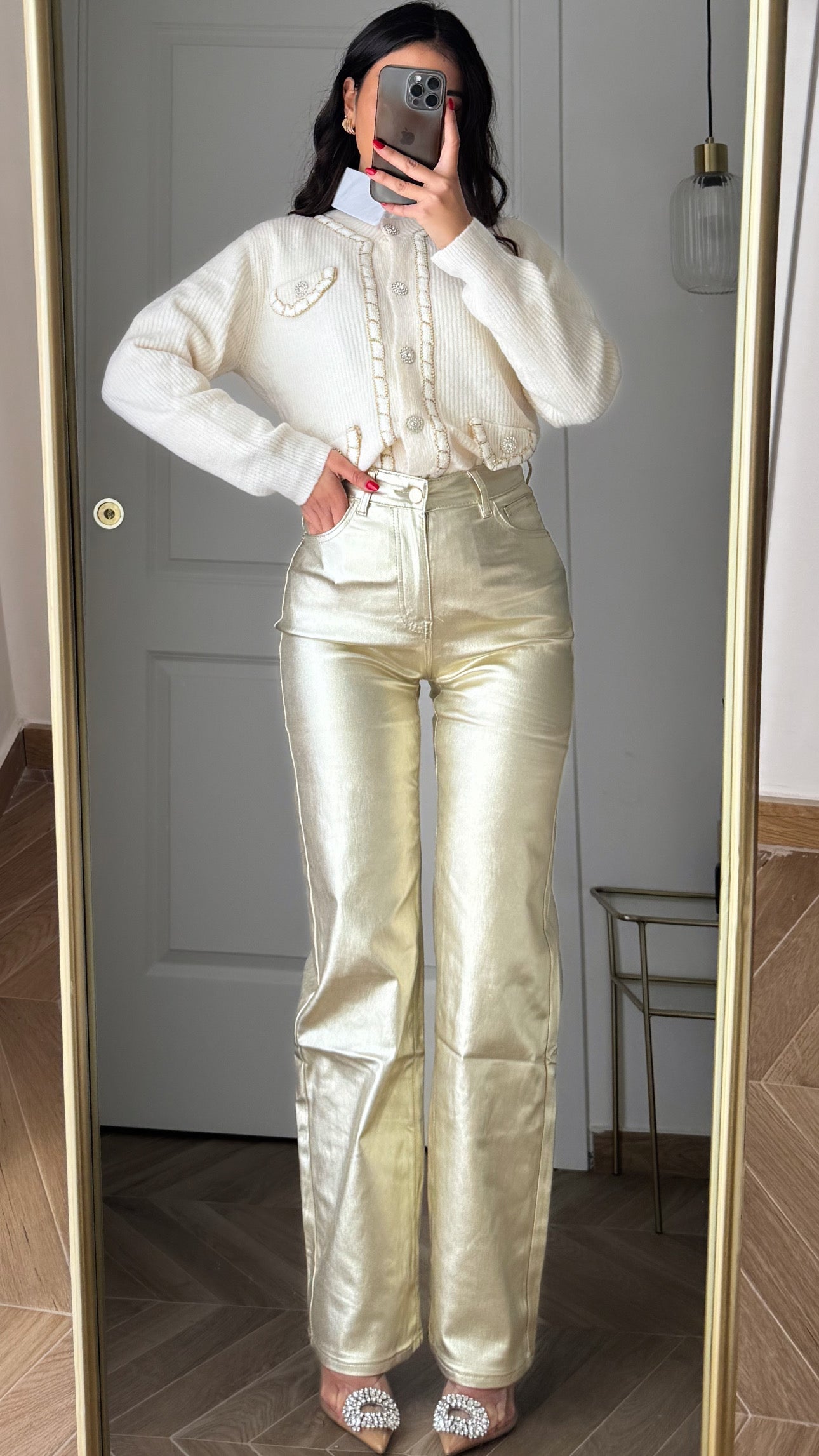 Pantaloni Ecopelle Gold