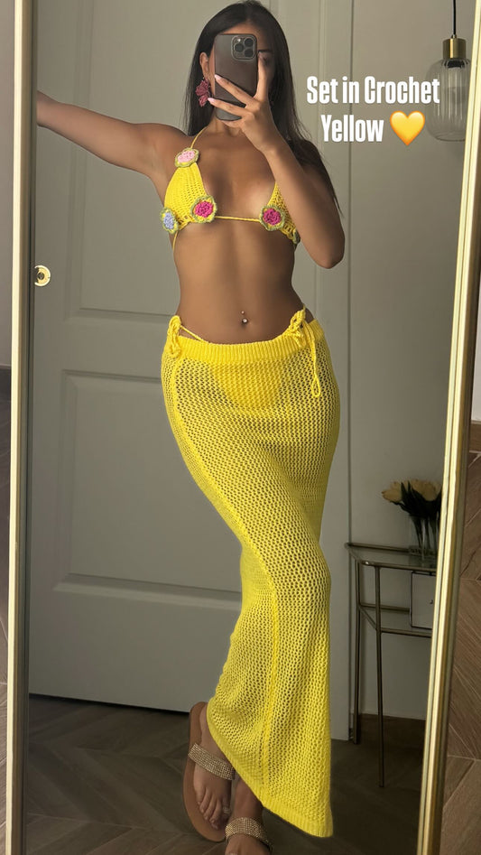Set in crochet Yellow