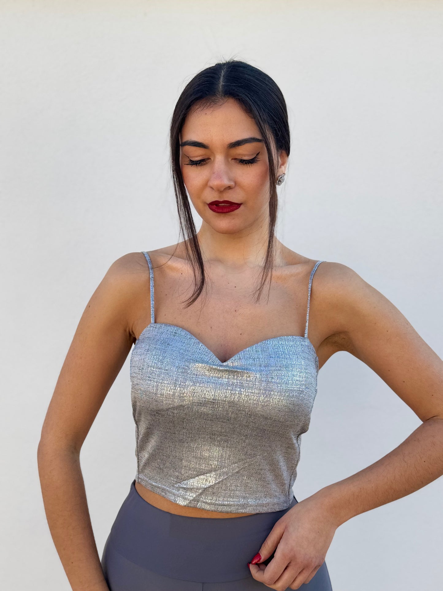 Crop top argento